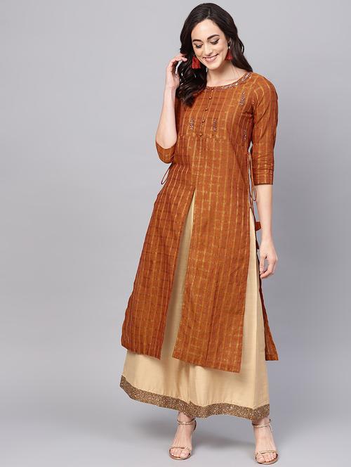 Embroidered straight kurta - 16444221 - Standard Image - 1