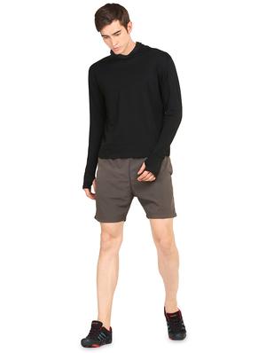 black solid hooded t-shirt - 16445002 - Standard Image - 3