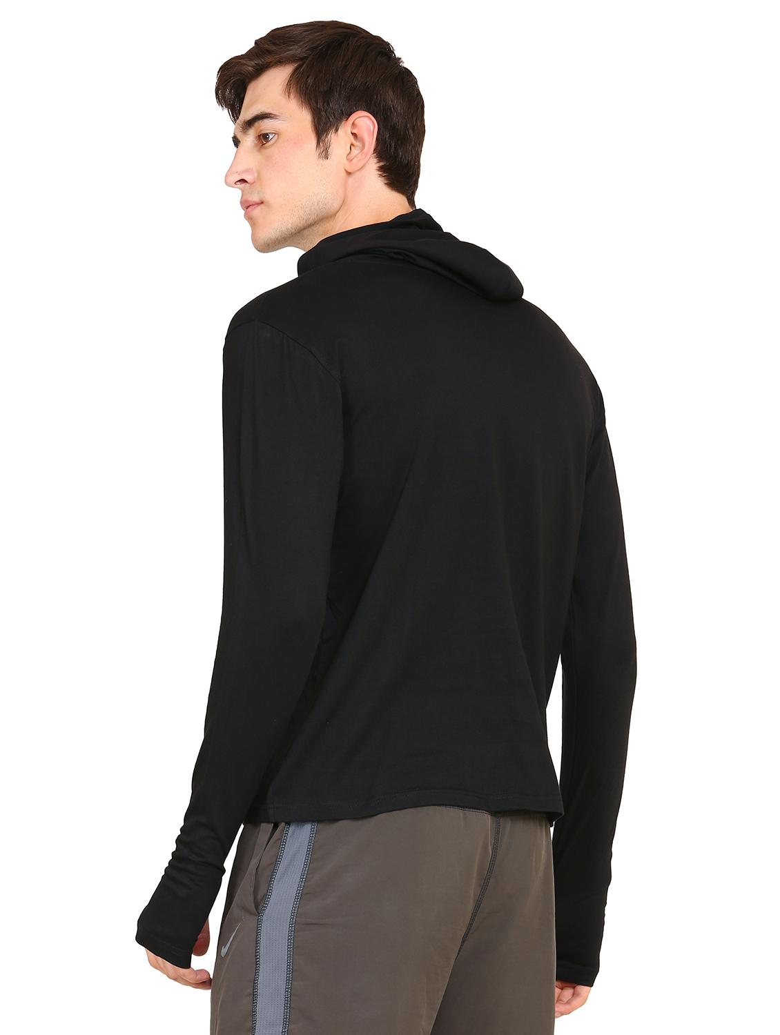black solid hooded t-shirt - 16445002 - Zoom Image - 2