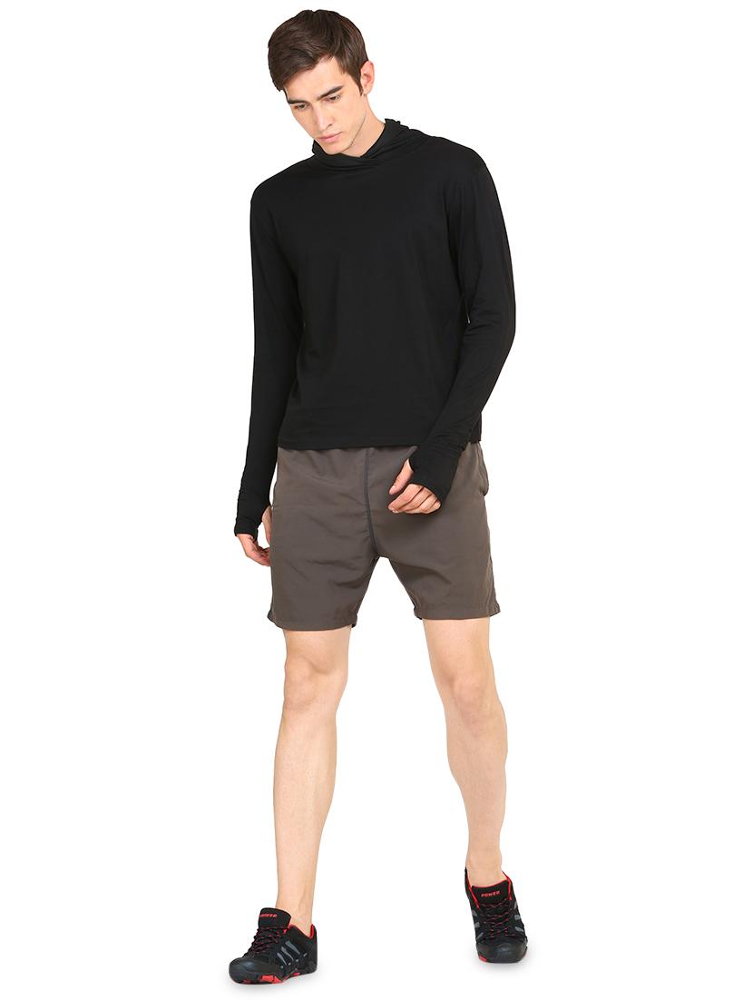black solid hooded t-shirt - 16445002 - Zoom Image - 3