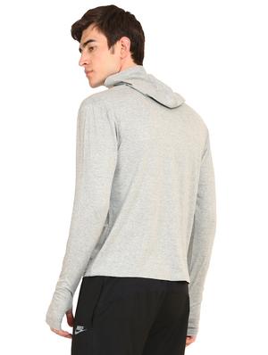 grey solid hooded t-shirt - 16445003 - Standard Image - 3
