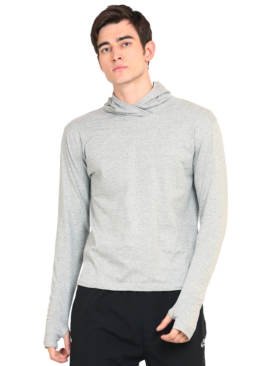 grey solid hooded t-shirt - 16445003 - Zoom Image - 1