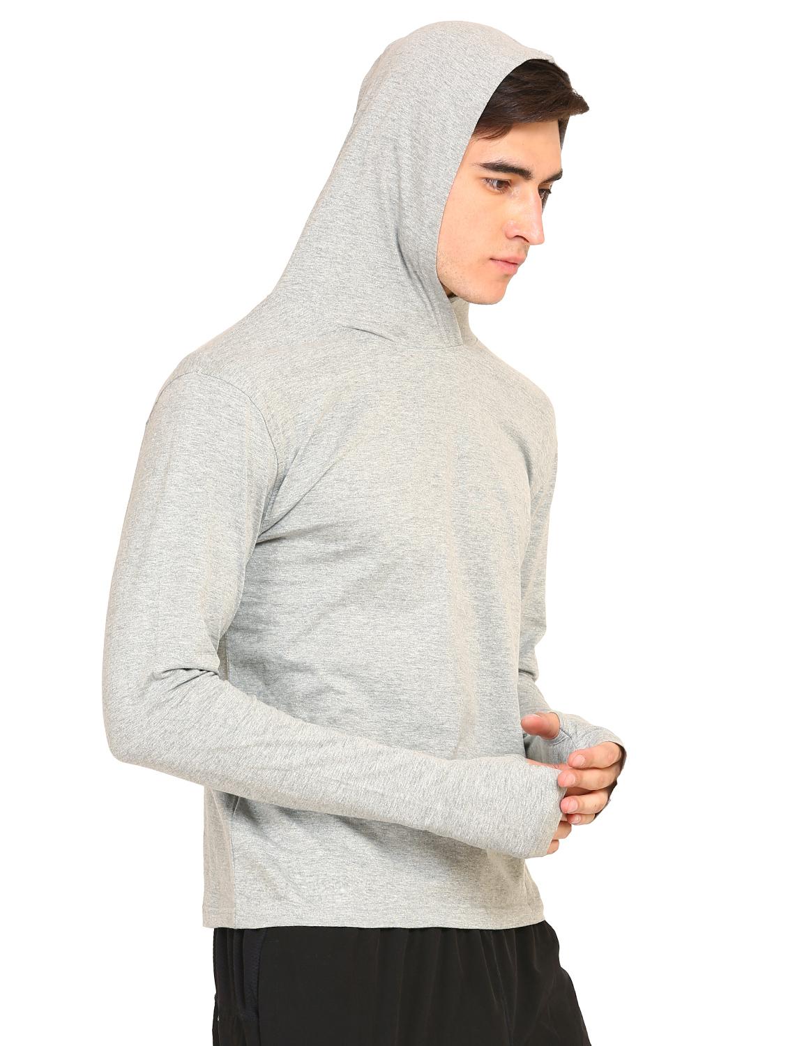 grey solid hooded t-shirt - 16445003 - Zoom Image - 2