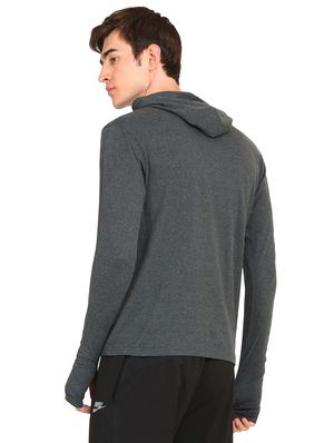 grey solid hooded t-shirt - 16445004 - Standard Image - 3