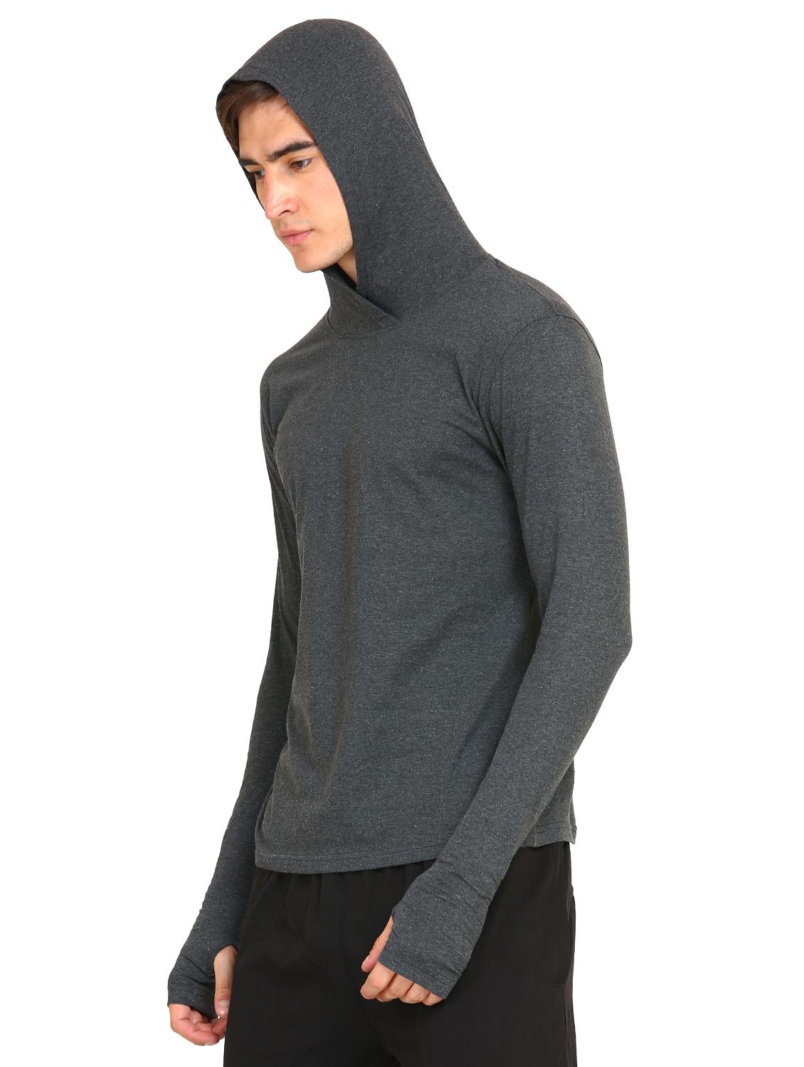 grey solid hooded t-shirt - 16445004 - Zoom Image - 2