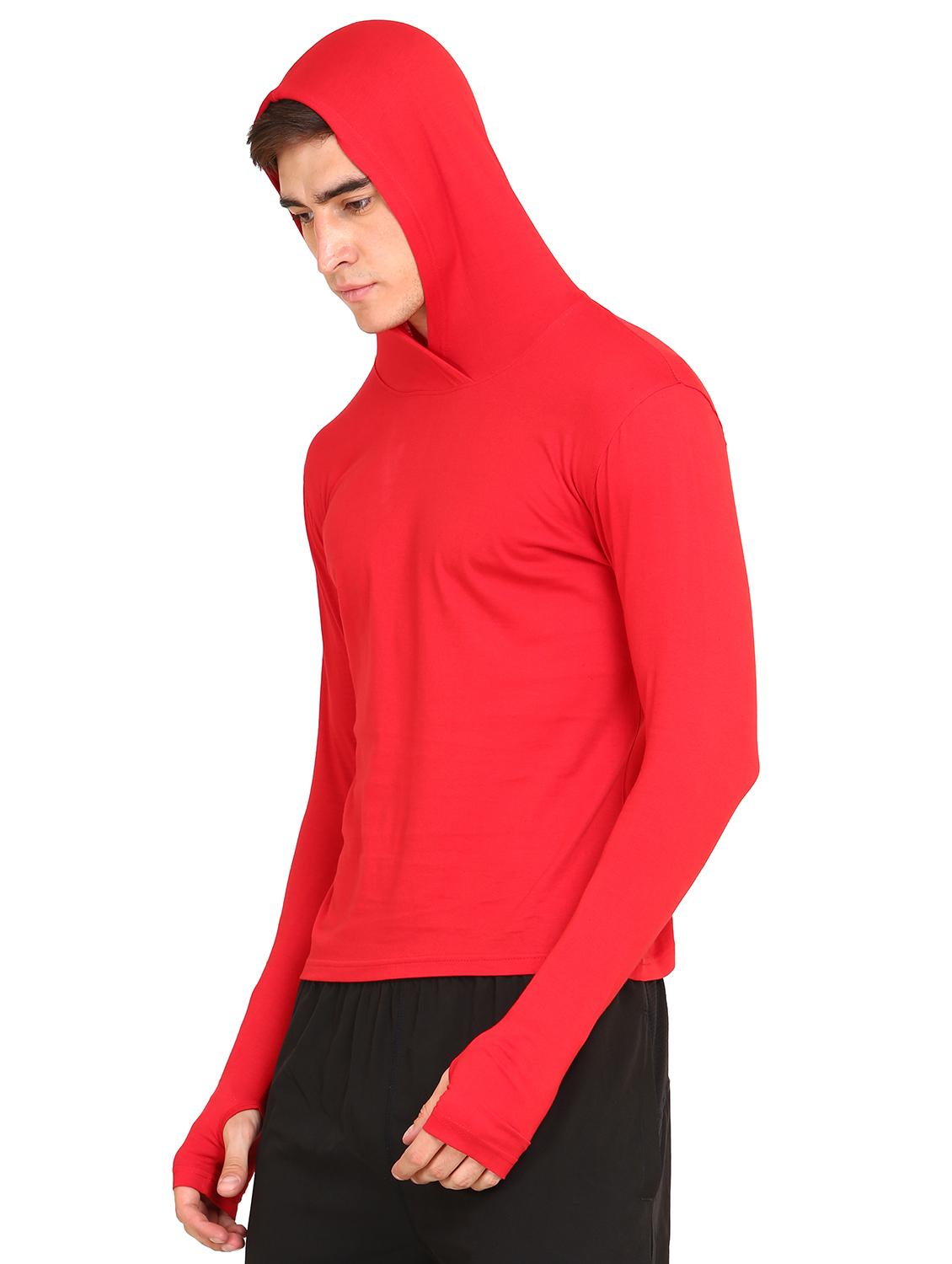 red solid hooded t-shirt - 16445005 - Zoom Image - 2