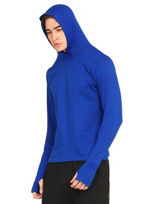 royal blue solid hooded t-shirt - 16445006 - Standard Image - 2