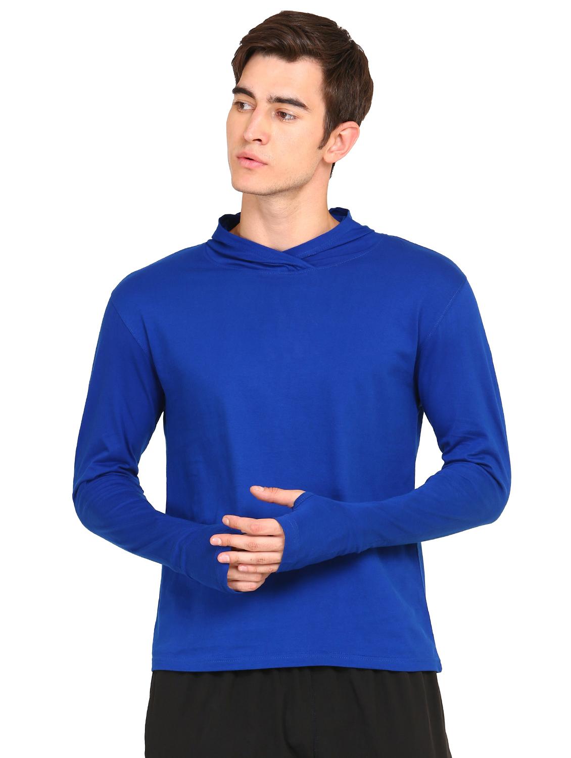 royal blue solid hooded t-shirt - 16445006 - Zoom Image - 1