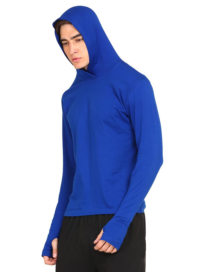 royal blue solid hooded t-shirt - 16445006 - Zoom Image - 2