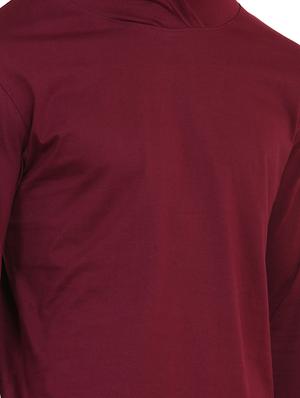maroon solid hooded t-shirt - 16445008 - Standard Image - 4