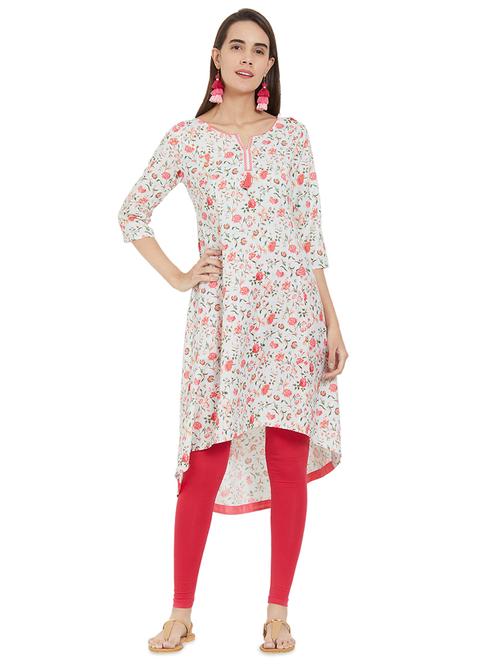floral printed high-low kurta - 16445057 - Standard Image - 1