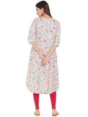 floral printed high-low kurta - 16445057 - Standard Image - 3