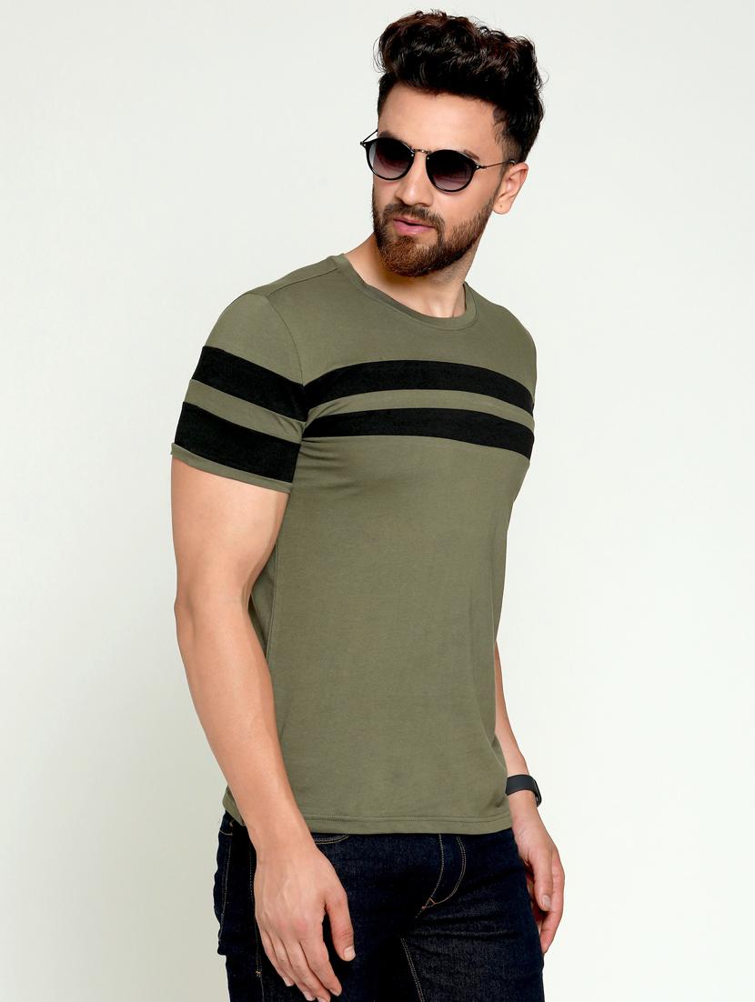 olive green striped t-shirt - 16445110 - Zoom Image - 2