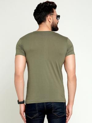olive green color block t-shirt - 16445114 - Standard Image - 3