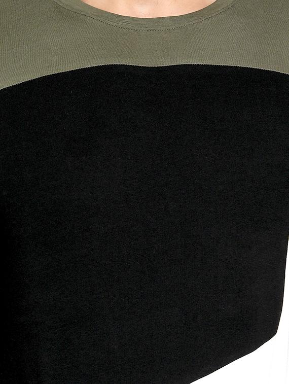 olive green color block t-shirt - 16445114 - Zoom Image - 5