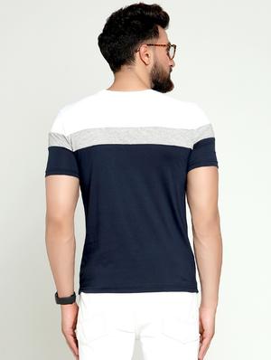 navy blue color block t-shirt - 16445118 - Standard Image - 3