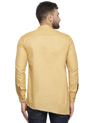 beige solid asymmetric kurta - 16445478 - Standard Image - 3