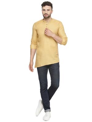 beige solid asymmetric kurta - 16445478 - Standard Image - 4