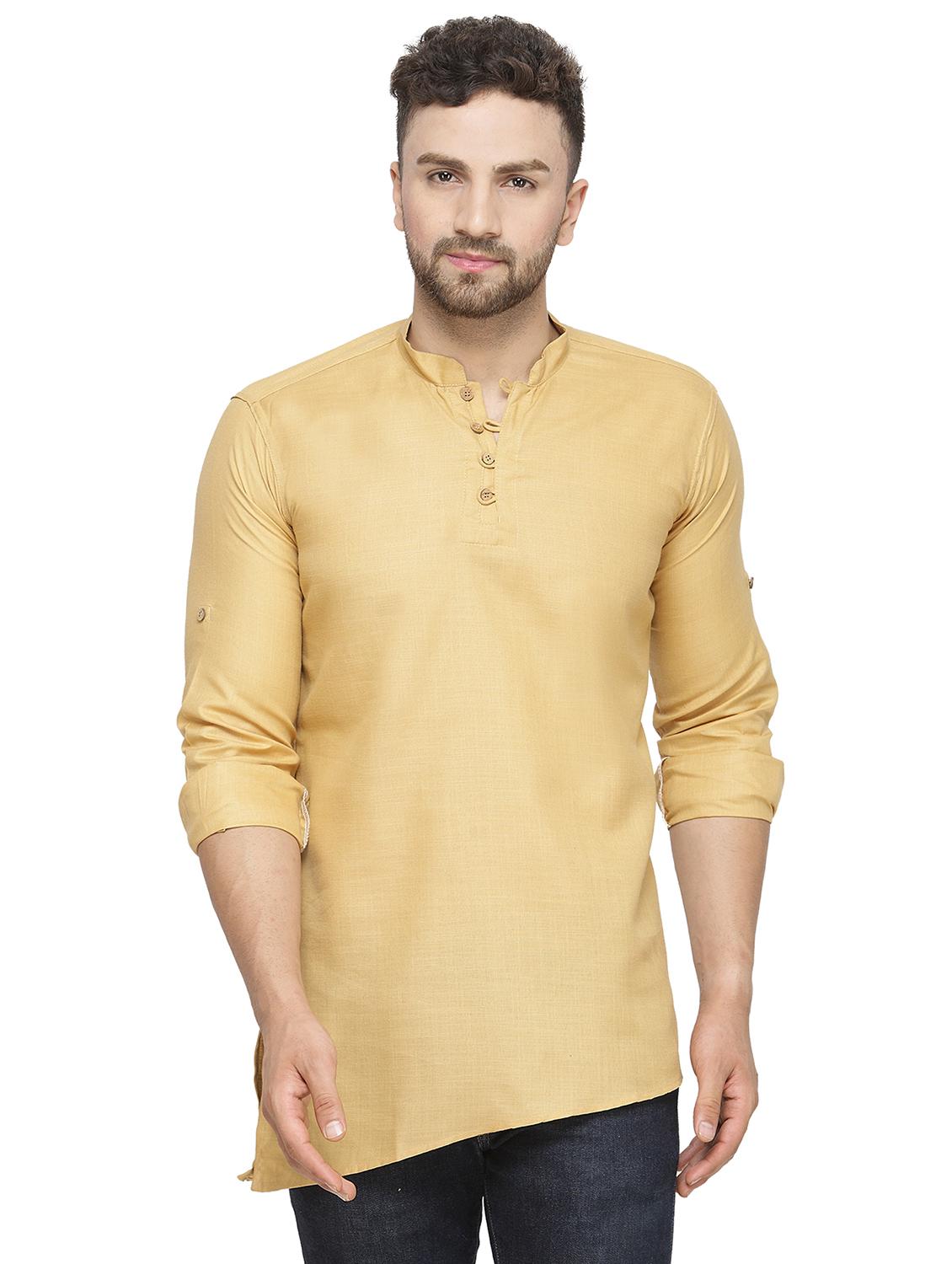 beige solid asymmetric kurta - 16445478 - Zoom Image - 1