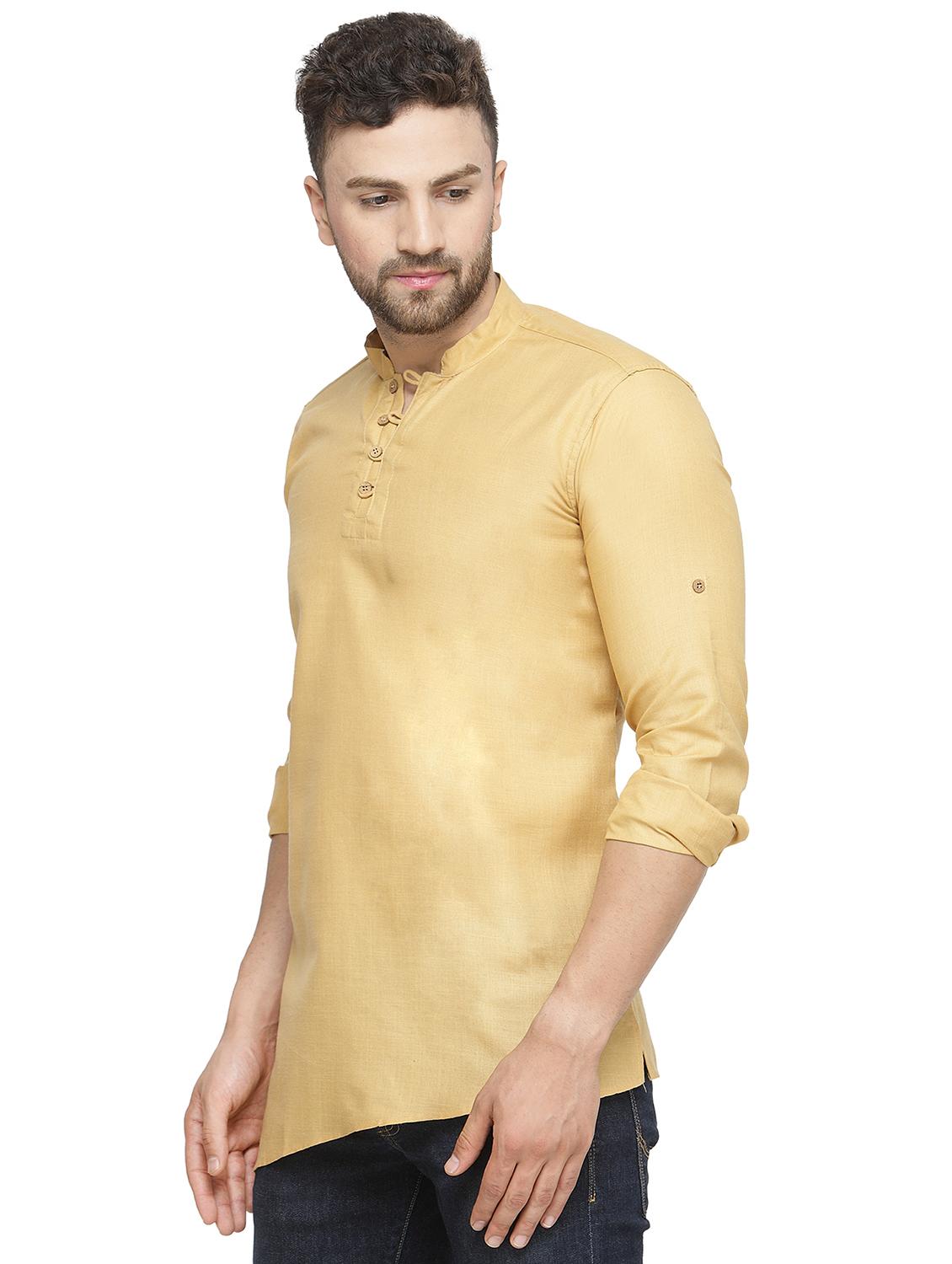 beige solid asymmetric kurta - 16445478 - Zoom Image - 2