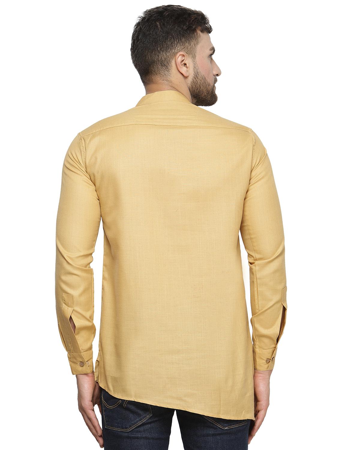 beige solid asymmetric kurta - 16445478 - Zoom Image - 3
