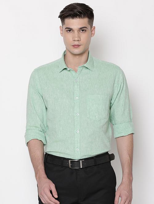 green linen formal shirt - 16445502 - Very Small Image - 1