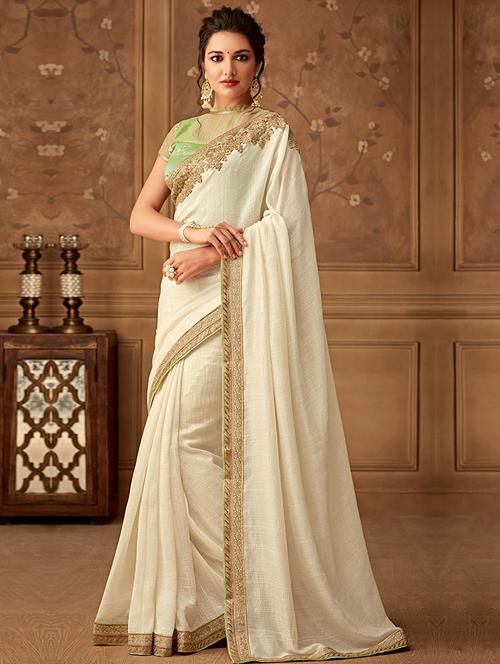 embroidered solid saree with blouse - 16446179 - Standard Image - 1