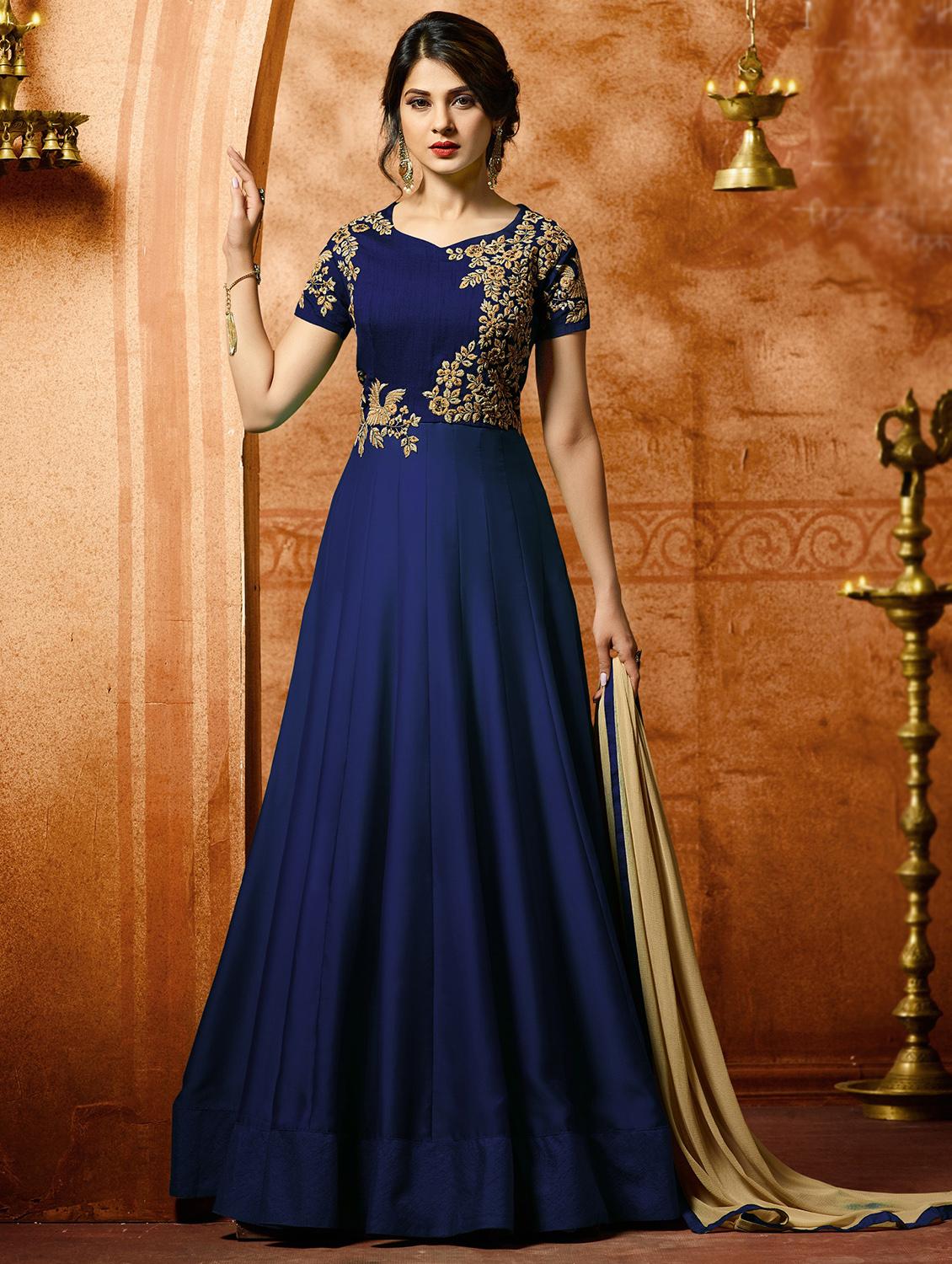 embroidered semi-stitched suit - 16446840 - Zoom Image - 1