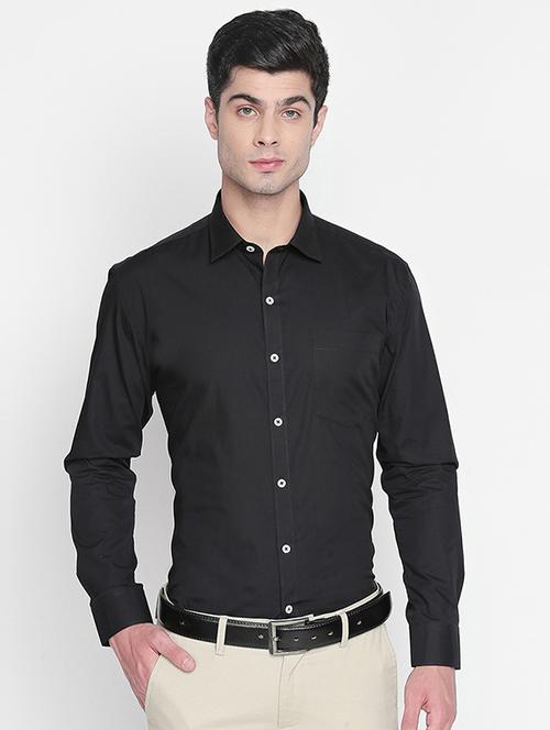 black solid formal shirt - 16447019 - Standard Image - 1