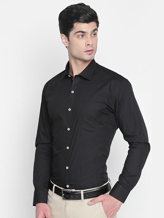 black solid formal shirt - 16447019 - Zoom Image - 2