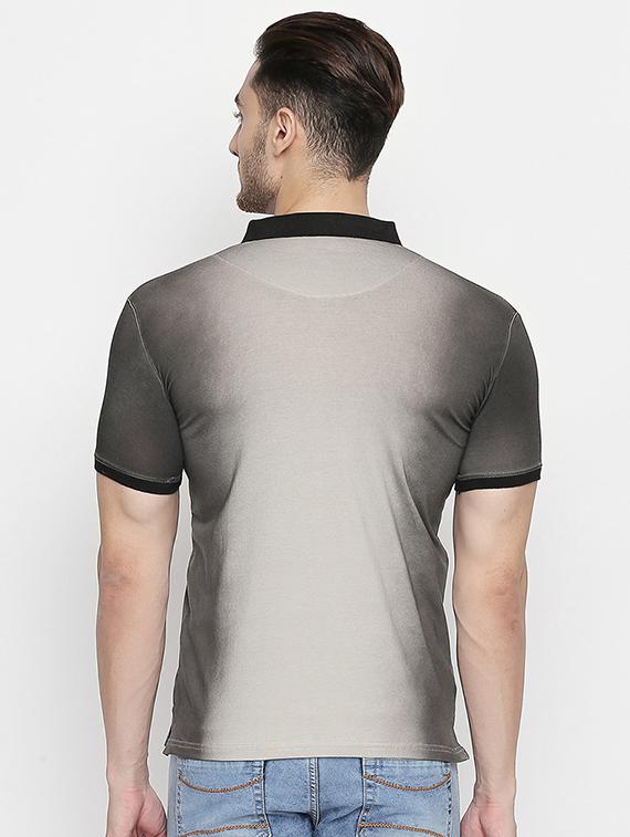 grey chest print polo t-shirt - 16447035 - Zoom Image - 3