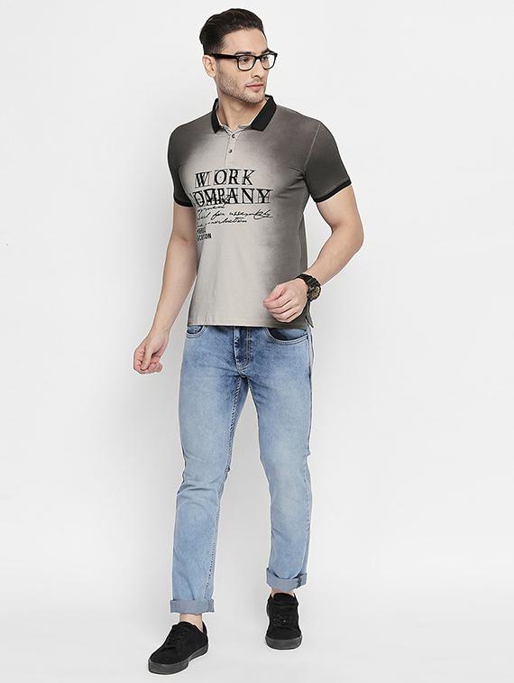 grey chest print polo t-shirt - 16447035 - Zoom Image - 4