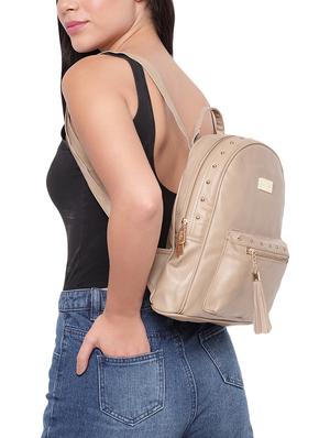 beige leatherette (pu) regular backpack - 16447142 - Standard Image - 5