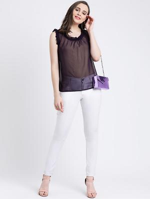 ruffle trim sheer top - 16448338 - Standard Image - 4