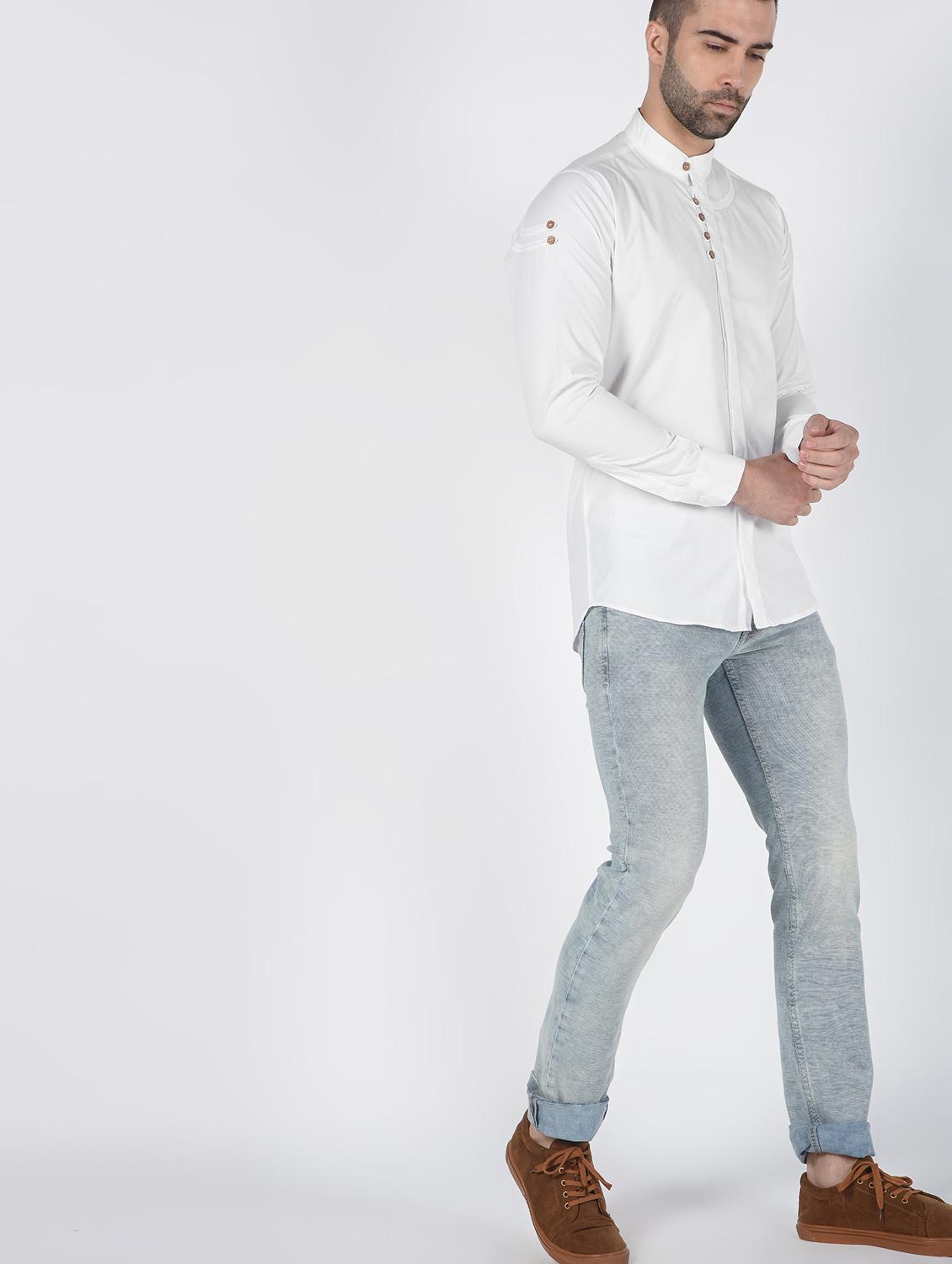 white solid casual shirt - 16448539 - Zoom Image - 1