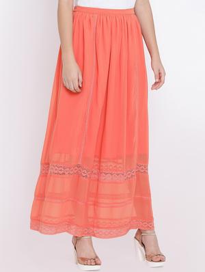 high rise lace detail a-line skirt - 16448855 - Standard Image - 2