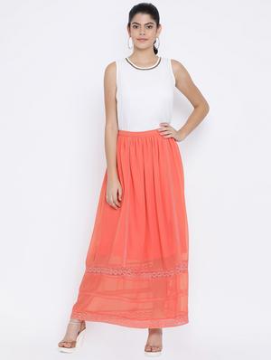 high rise lace detail a-line skirt - 16448855 - Standard Image - 4