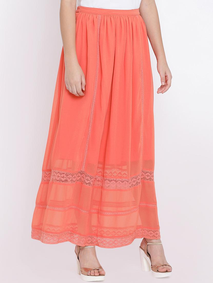 high rise lace detail a-line skirt - 16448855 - Zoom Image - 2