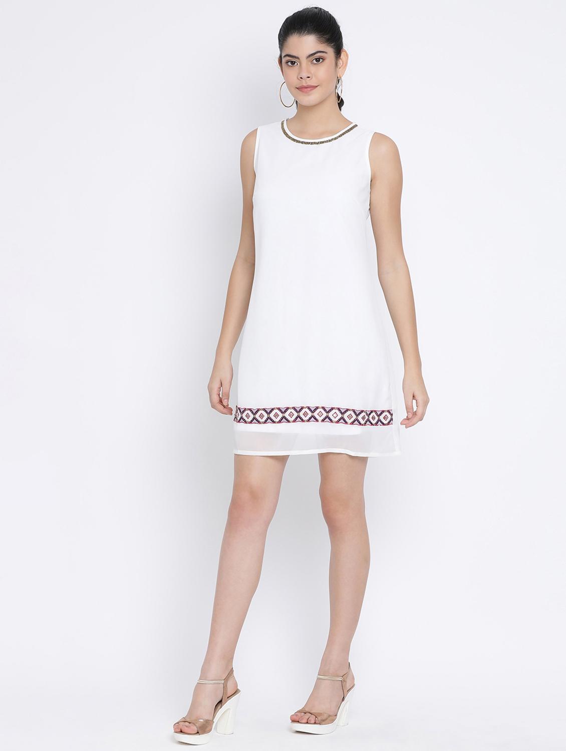 round neck embellished a-line dress - 16448859 - Zoom Image - 4