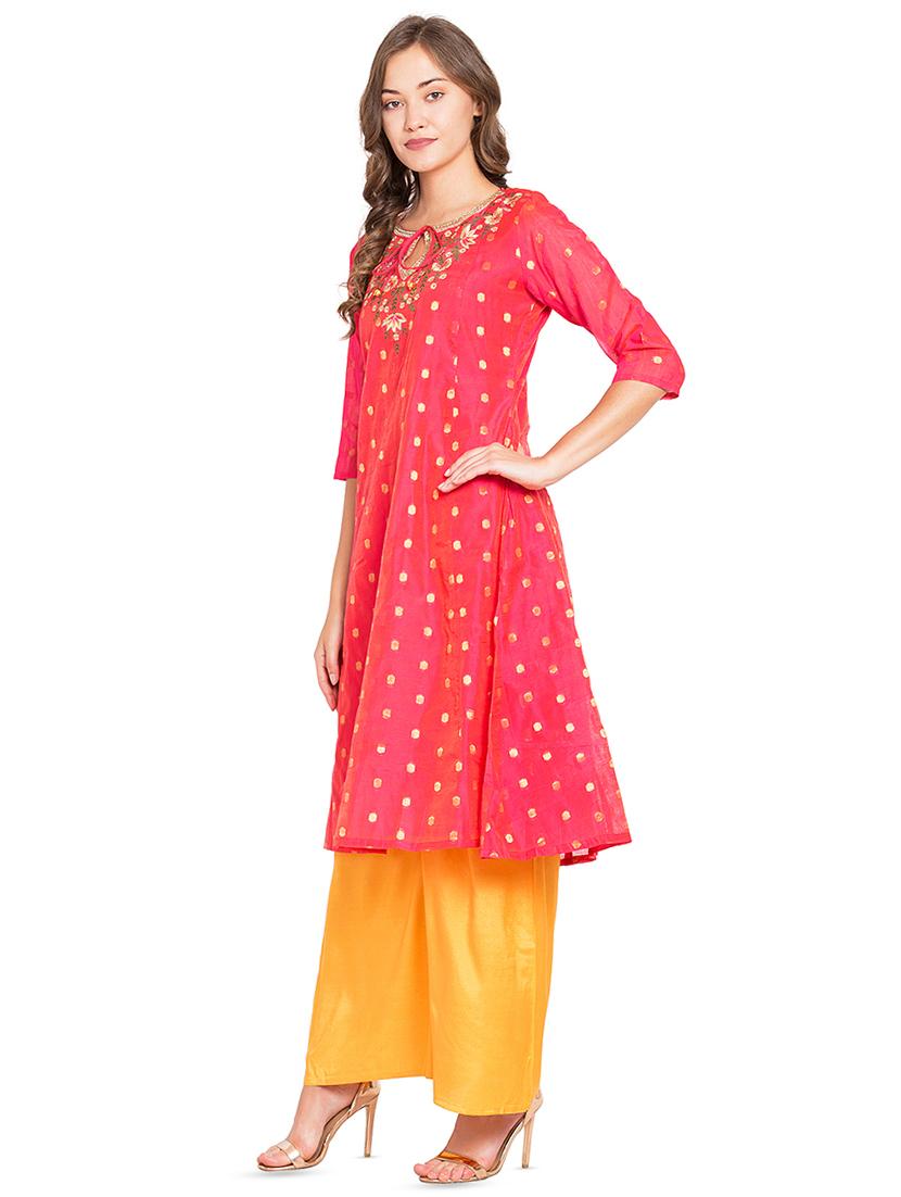 embroidered kurta palazzo set - 16450164 - Zoom Image - 2