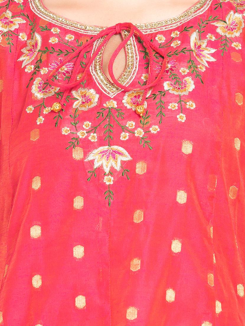 embroidered kurta palazzo set - 16450164 - Zoom Image - 4