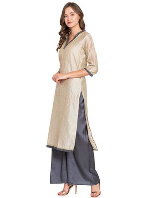 zari motifs kurta palazzo set - 16450166 - Standard Image - 2