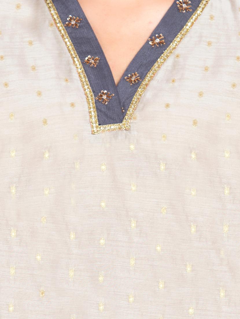 zari motifs kurta palazzo set - 16450166 - Zoom Image - 4