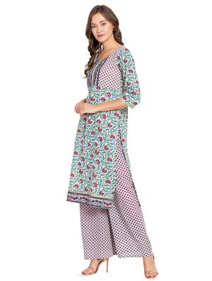 floral printed kurta palazzo set - 16450167 - Standard Image - 2