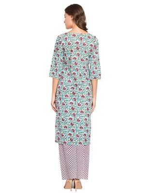 floral printed kurta palazzo set - 16450167 - Standard Image - 3