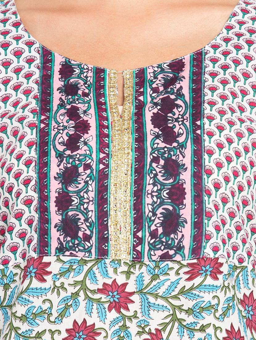 floral printed kurta palazzo set - 16450167 - Zoom Image - 4