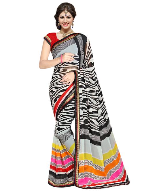 animal printed saree with blouse - 16450221 - Very Small Image - 1