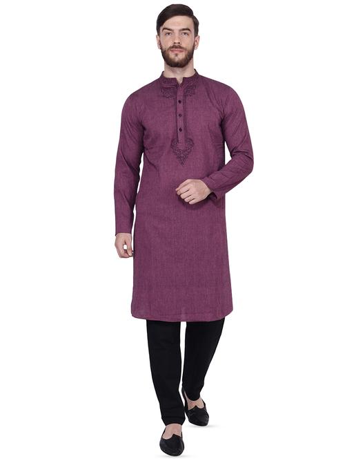 purple solid kurta pyjama set - 16450324 - Standard Image - 1