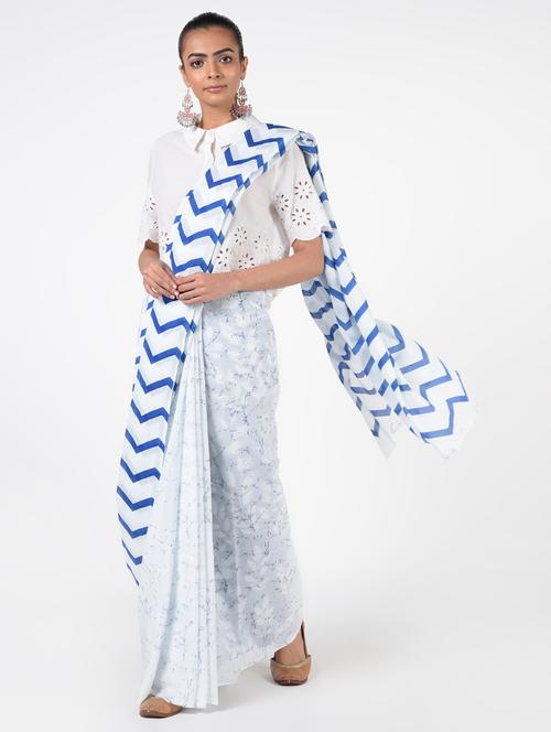 chevron printed saree with blouse - 16450384 - Very Small Image - 1