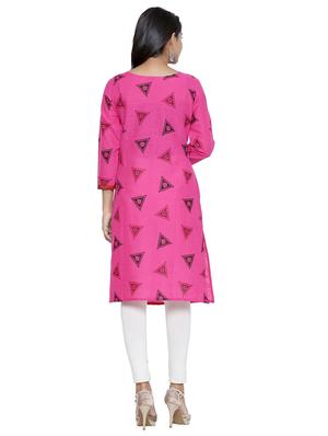 priinted straight kurta - 16450582 - Standard Image - 3
